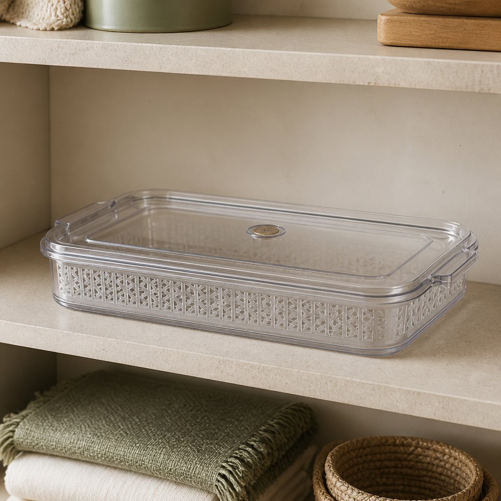 Organizador Clear Fresh com Tampa 2,5 L ambientado em uma casa organizada