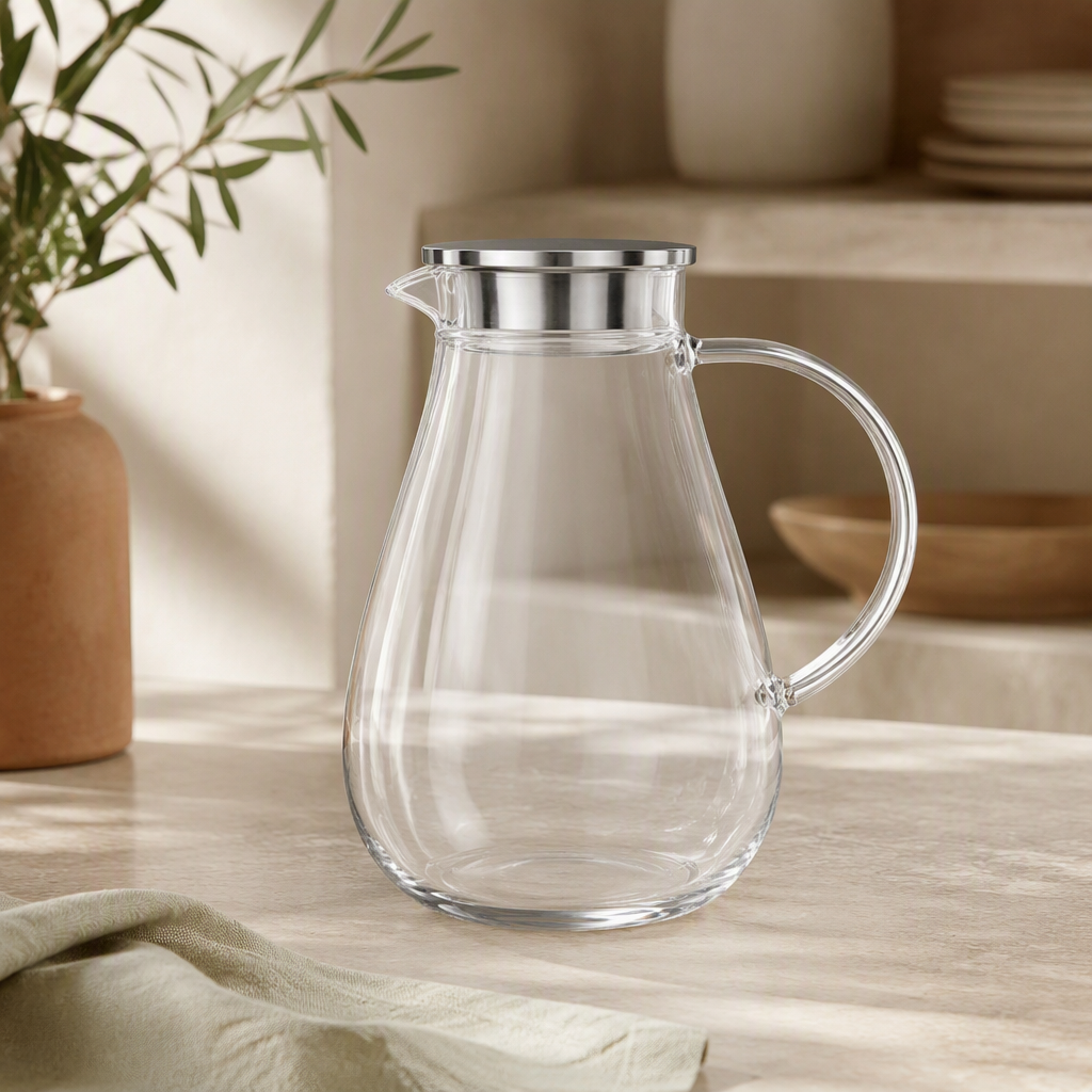 Jarra de Vidro com Tampa de Inox 2,5 L ambientado em uma casa organizada