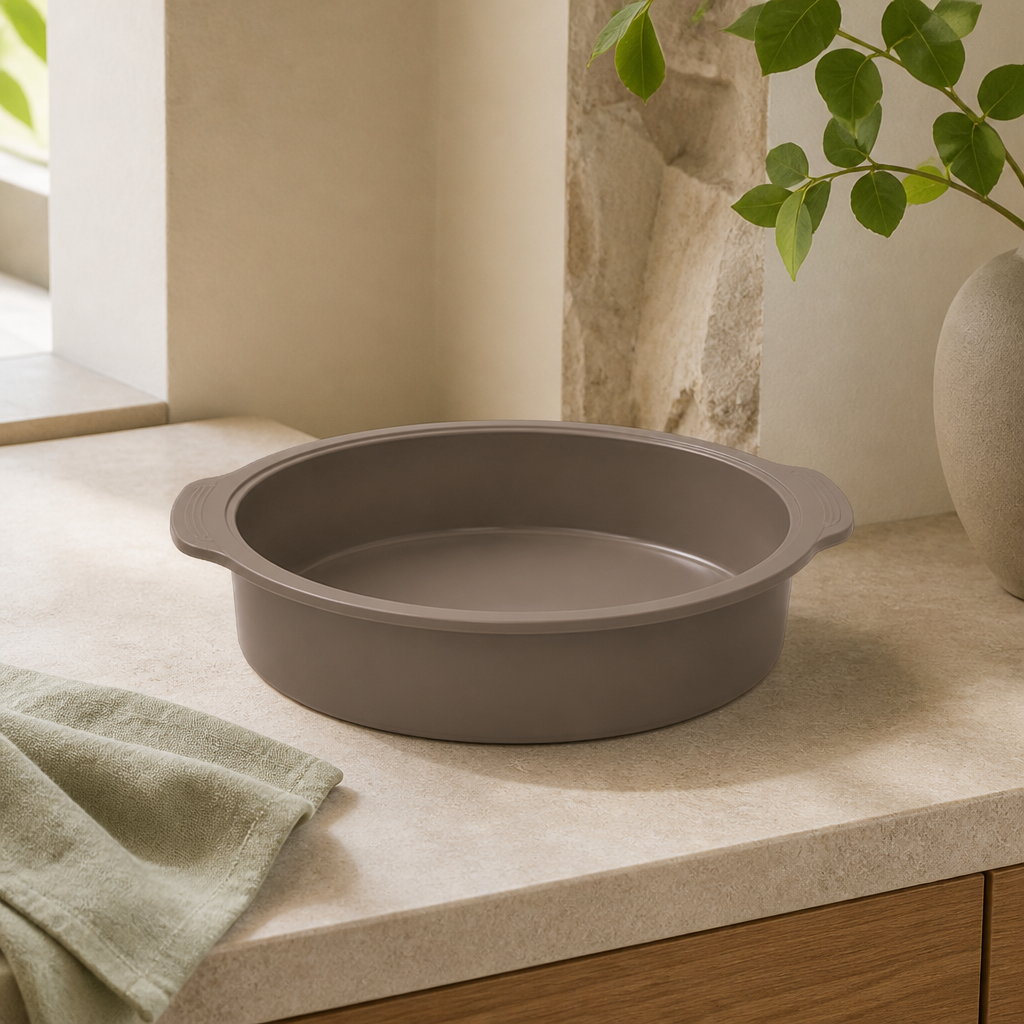 Forma de Silicone Redonda para Bolo ambientado em uma casa organizada