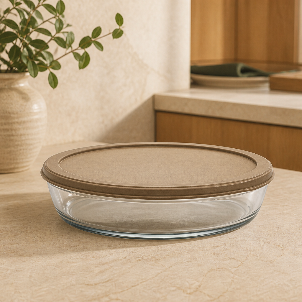 Assadeira de Vidro Oval com Tampa de Silicone 3 L ambientado em uma casa organizada