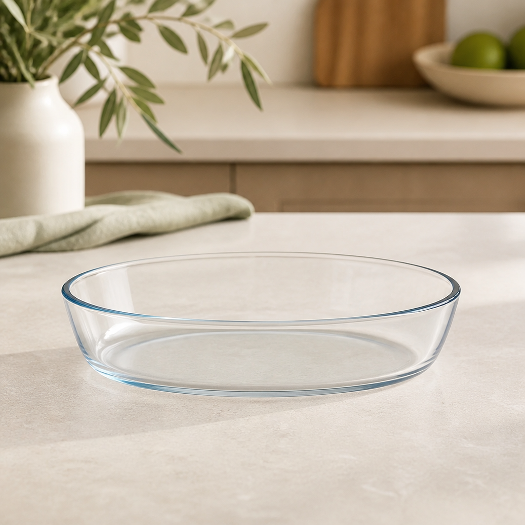 Assadeira de Vidro Oval 1,6 L ambientado em uma casa organizada
