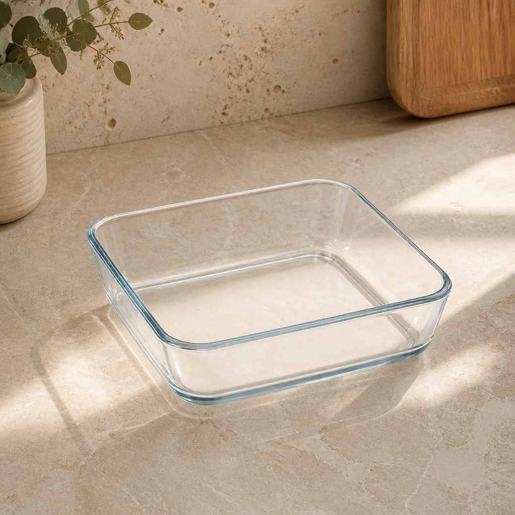 Assadeira de Vidro Quadrada 900 ml ambientado em uma casa organizada