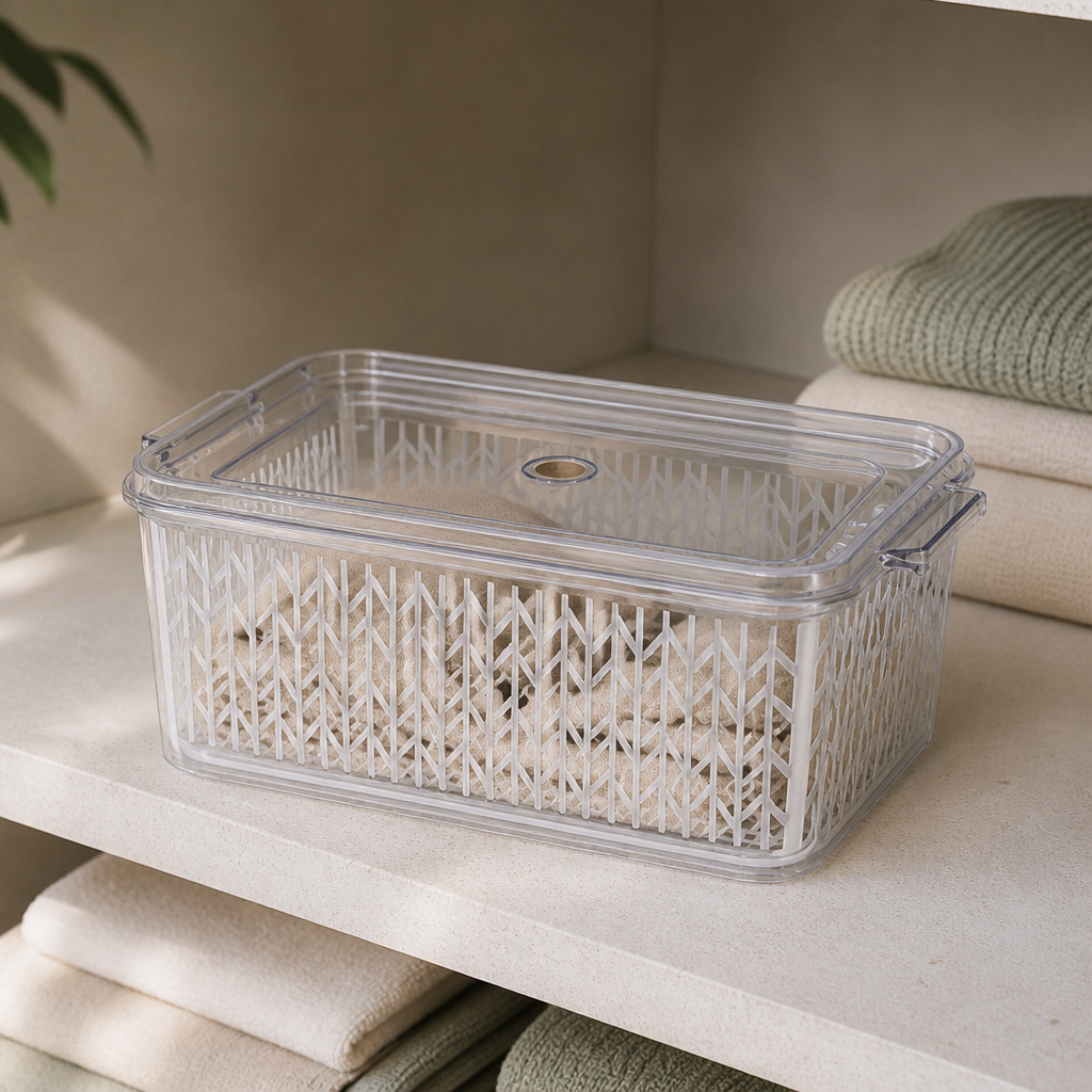 Organizador Clear Fresh com Tampa 4 L ambientado em uma casa organizada