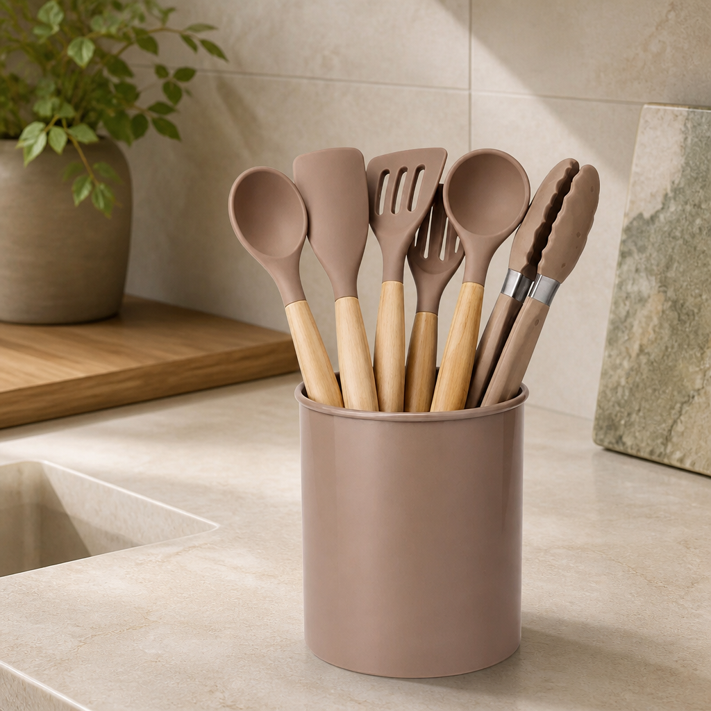 Conjunto de Utensílios Multiuso ambientado em uma casa organizada