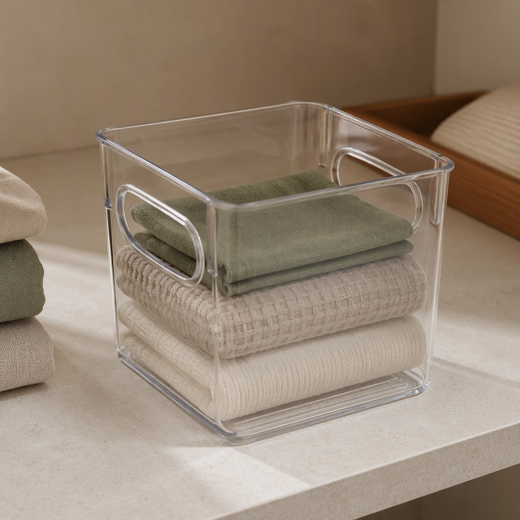 Organizador Multiuso Acrílico 15,5 cm ambientado em uma casa organizada