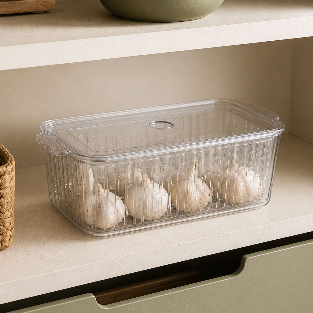 Organizador Clear Fresh com Tampa 3,5 L ambientado em uma casa organizada